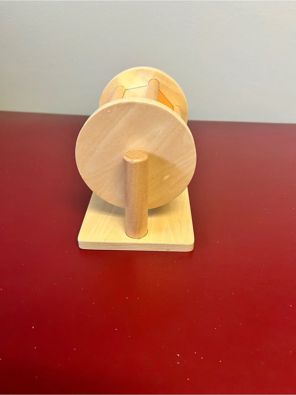 Rainbow Colorful Spinning Drum Wooden Montessori Toy with Mirror & Soft Rattle